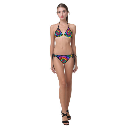 Round Psychedelic Colorful Modern Fractal Graphic Custom Bikini Swimsuit (Model S01)