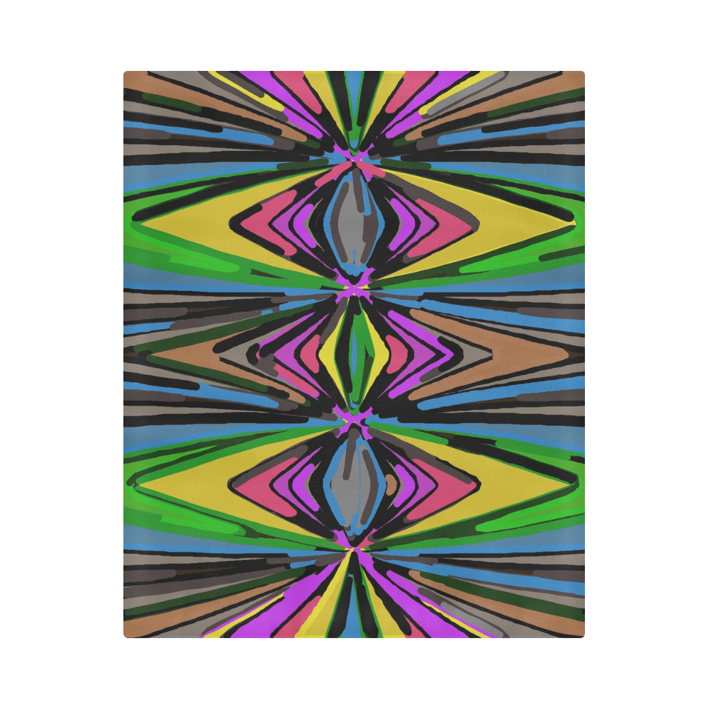 psychedelic geometric graffiti triangle pattern in pink green blue yellow and brown Duvet Cover 86"x70" ( All-over-print)