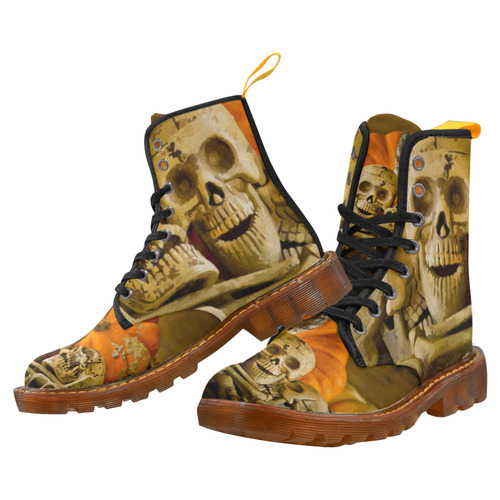 Happy Halloween Skeletons With Pumpkin Martin Boots For Women Model 1203H