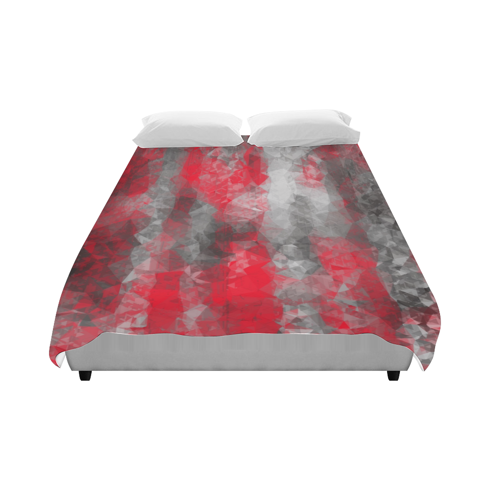 psychedelic geometric polygon shape pattern abstract in red and black Duvet Cover 86"x70" ( All-over-print)