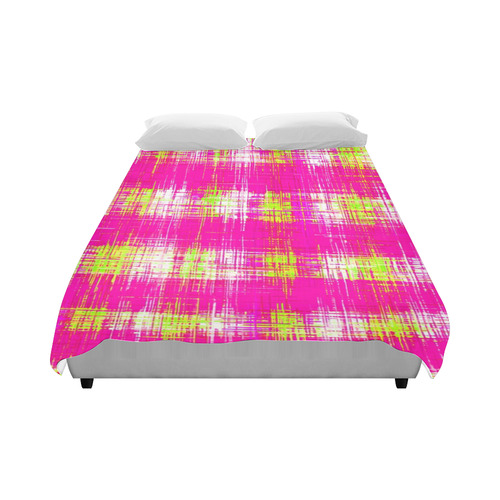 plaid pattern graffiti painting abstract in pink and yellow Duvet Cover 86"x70" ( All-over-print)