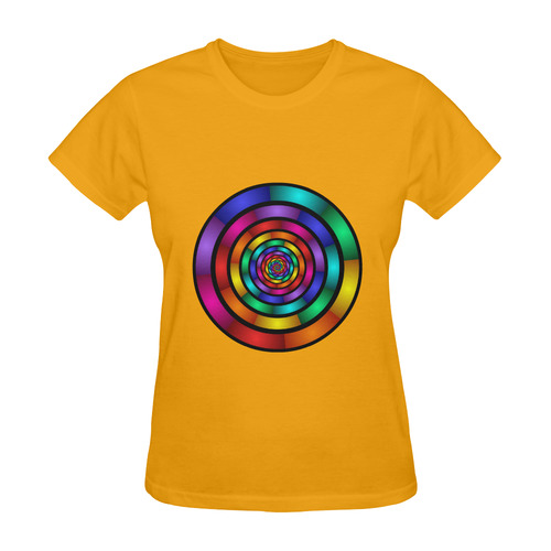 Round Psychedelic Colorful Modern Fractal Graphic Sunny Women's T-shirt (Model T05)