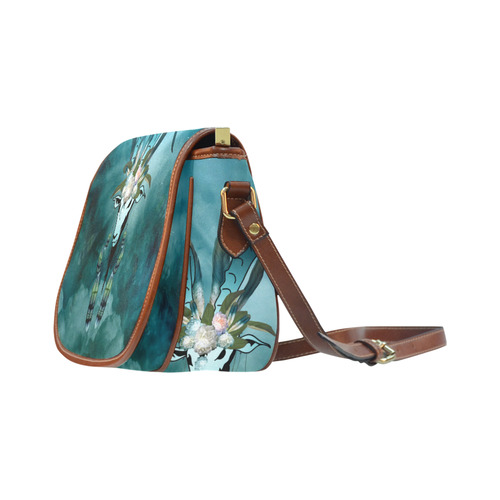 The billy goat with feathers and flowers Saddle Bag/Large (Model 1649)