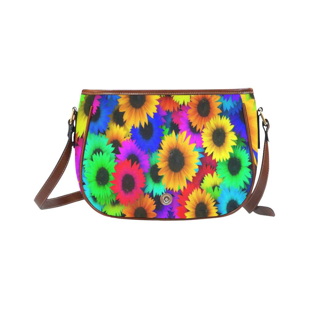 Neon Rainbow Pop Sunflowers Saddle Bag/Small (Model 1649) Full Customization