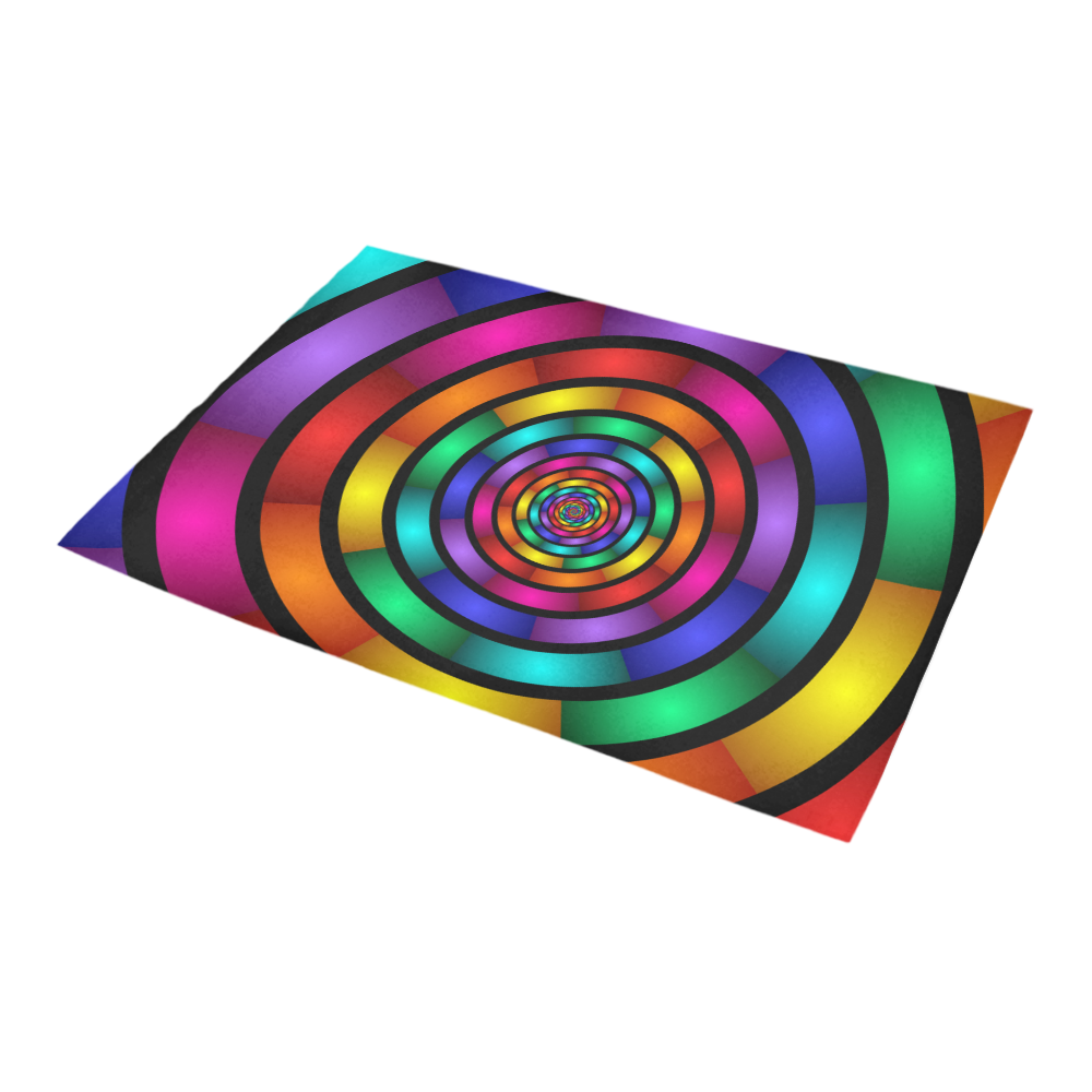 Round Psychedelic Colorful Modern Fractal Graphic Azalea Doormat 24" x 16" (Sponge Material)