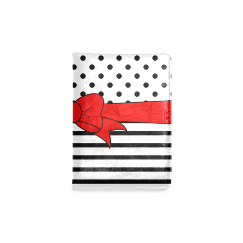 Polka Dots Stripes black white Comic Ribbon red Custom NoteBook A5