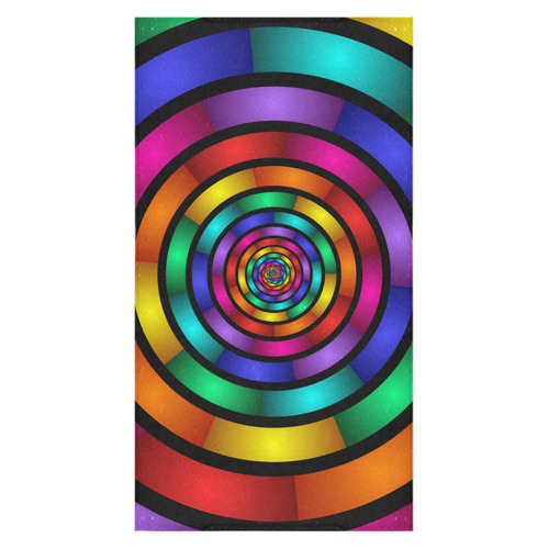 Round Psychedelic Colorful Modern Fractal Graphic Bath Towel 30"x56"