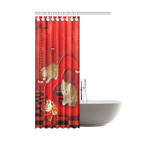 Cute kitten with hearts Shower Curtain 48"x72"