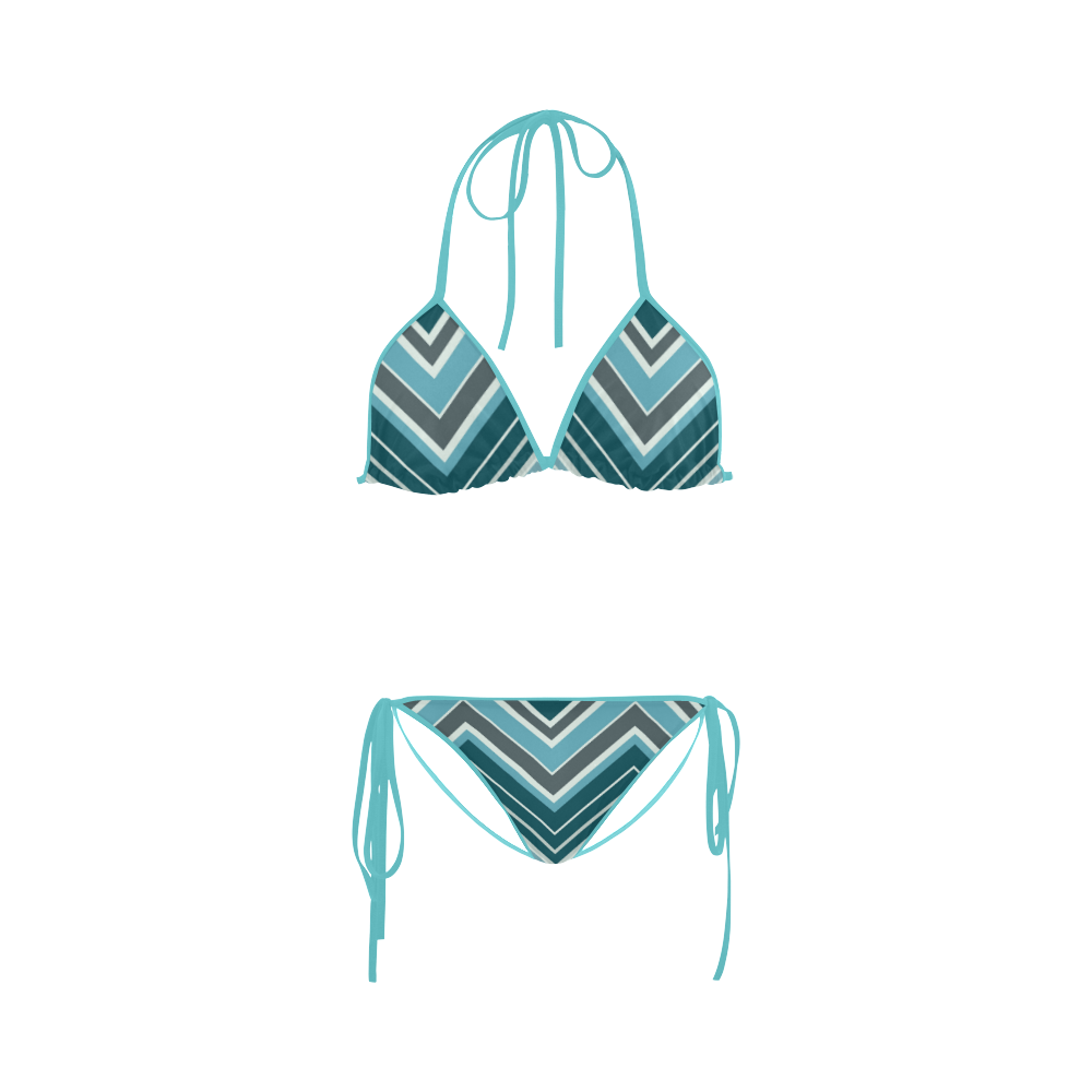 Turquoise Chevron Pattern Bikini Custom Bikini Swimsuit