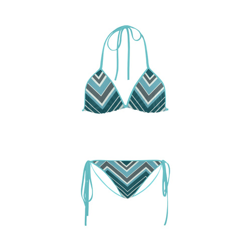 Turquoise Chevron Pattern Bikini Custom Bikini Swimsuit