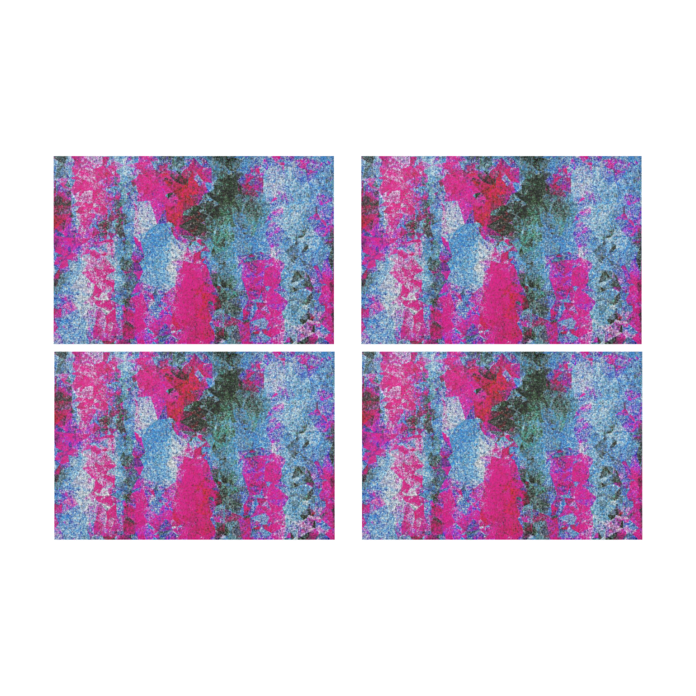 vintage psychedelic painting texture abstract in pink and blue with noise and grain Placemat 12’’ x 18’’ (Set of 4)