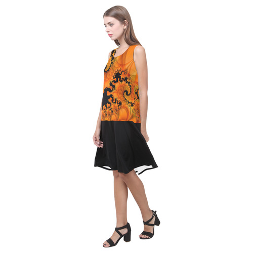 Orange Tres Sleeveless Splicing Shift Dress(Model D17)