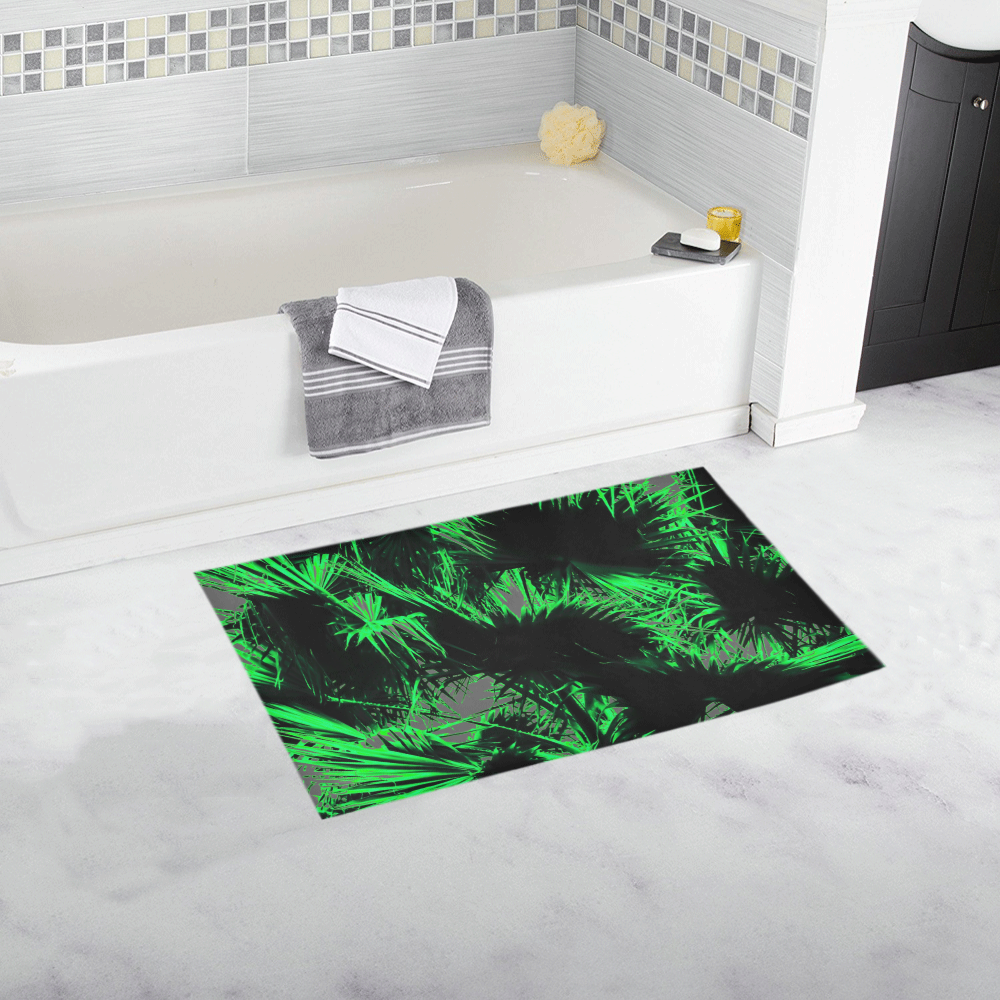 green palm leaves texture abstract background Bath Rug 16''x 28''