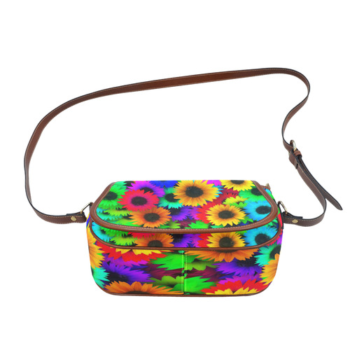 Neon Rainbow Pop Sunflowers Saddle Bag/Small (Model 1649) Full Customization