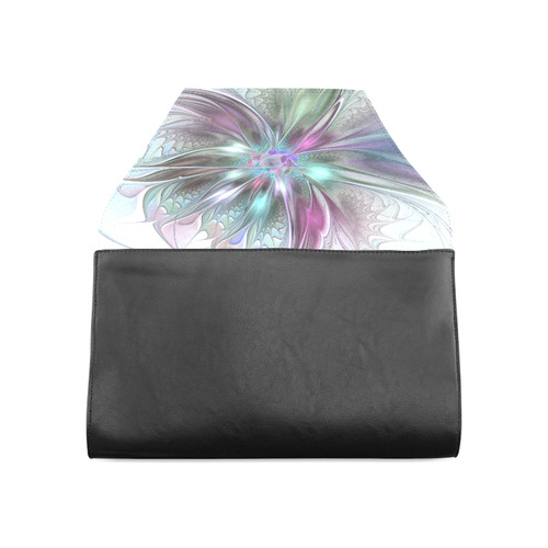 Colorful Fantasy Abstract Modern Fractal Flower Clutch Bag (Model 1630)
