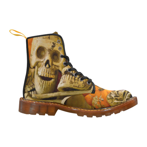 Happy Halloween Skeletons With Pumpkin Martin Boots For Women Model 1203H