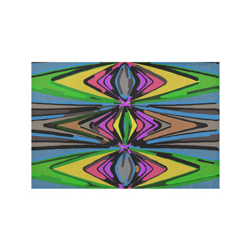 psychedelic geometric graffiti triangle pattern in pink green blue yellow and brown Placemat 12’’ x 18’’ (Set of 2)