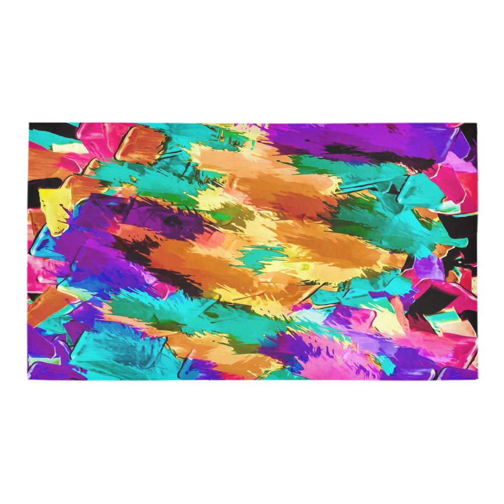 psychedelic splash painting texture abstract background in pink green purple yellow brown Bath Rug 16''x 28''