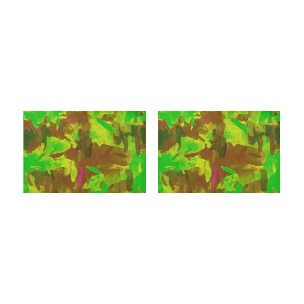 camouflage painting texture abstract background in green yellow brown Placemat 12’’ x 18’’ (Set of 2)