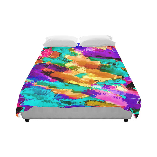 psychedelic splash painting texture abstract background in pink green purple yellow brown Duvet Cover 86"x70" ( All-over-print)