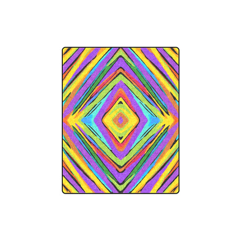psychedelic geometric graffiti square pattern abstract in blue purple pink yellow green Blanket 40"x50"