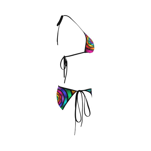 Round Psychedelic Colorful Modern Fractal Graphic Custom Bikini Swimsuit
