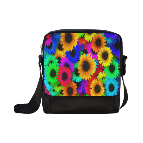 Neon Rainbow Pop Sunflowers Crossbody Nylon Bags (Model 1633)