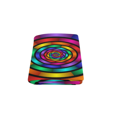 Round Psychedelic Colorful Modern Fractal Graphic Blanket 50"x60"