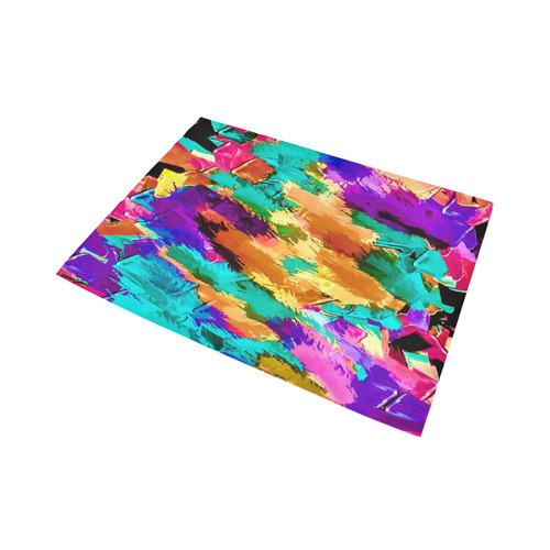 psychedelic splash painting texture abstract background in pink green purple yellow brown Area Rug7'x5'