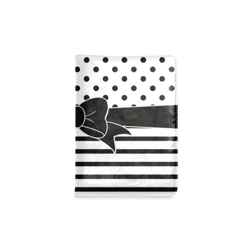 Polka Dots Stripes black white Comic Ribbon black Custom NoteBook A5