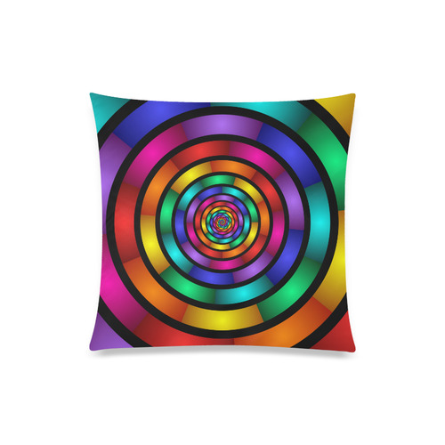 Round Psychedelic Colorful Modern Fractal Graphic Custom Zippered Pillow Case 20"x20"(Twin Sides)