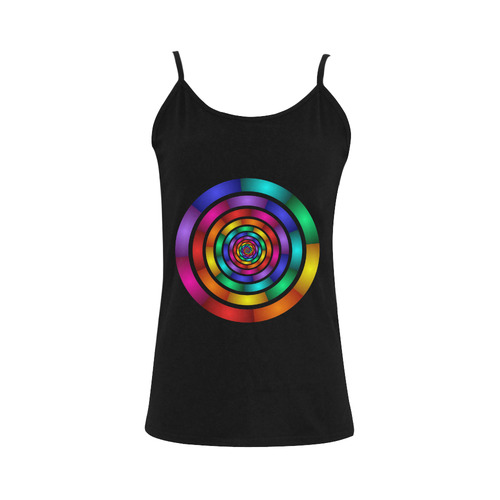 Round Psychedelic Colorful Modern Fractal Graphic Women's Spaghetti Top (USA Size) (Model T34)