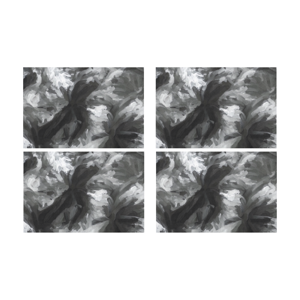 camouflage abstract painting texture background in black and white Placemat 12’’ x 18’’ (Set of 4)