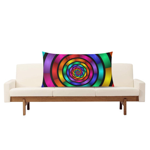 Round Psychedelic Colorful Modern Fractal Graphic Rectangle Pillow Case 20"x36"(Twin Sides)