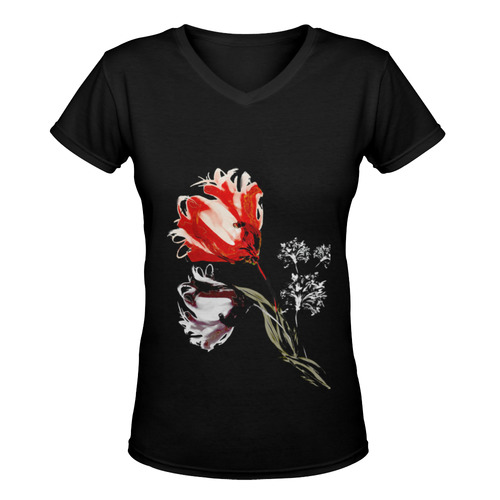 Tulip 2 Women's Deep V-neck T-shirt (Model T19)