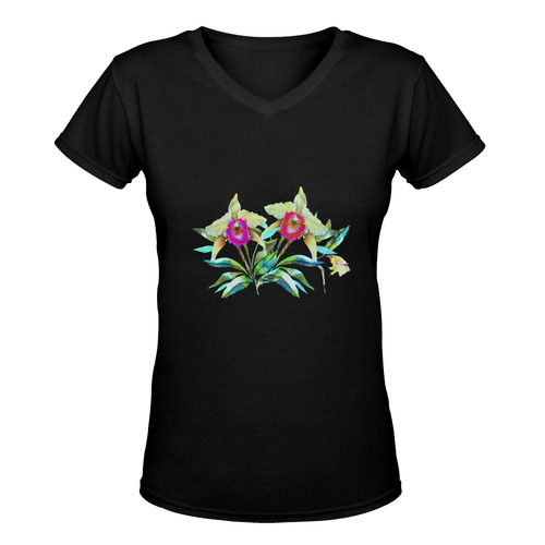 Orchid7 Women's Deep V-neck T-shirt (Model T19)