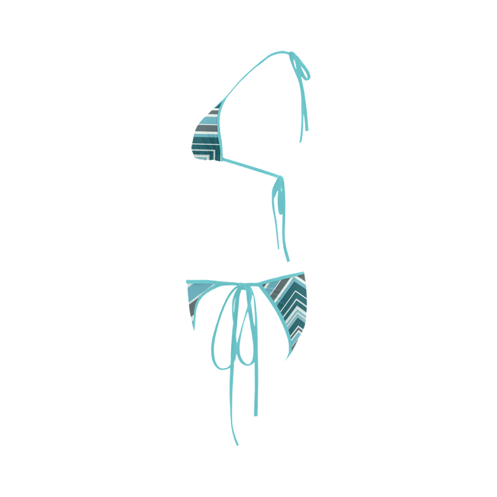 Turquoise Chevron Pattern Bikini Custom Bikini Swimsuit