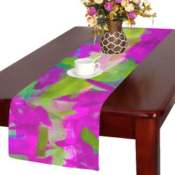 splash painting abstract texture in purple pink green Table Runner 14x72 inch