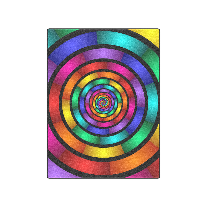 Round Psychedelic Colorful Modern Fractal Graphic Blanket 50"x60"