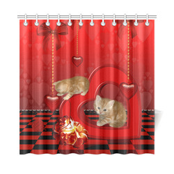 Cute kitten with hearts Shower Curtain 72"x72"
