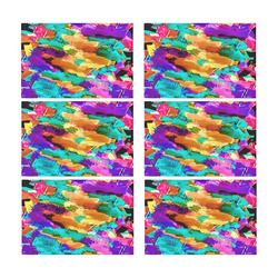 psychedelic splash painting texture abstract background in pink green purple yellow brown Placemat 12’’ x 18’’ (Set of 6)