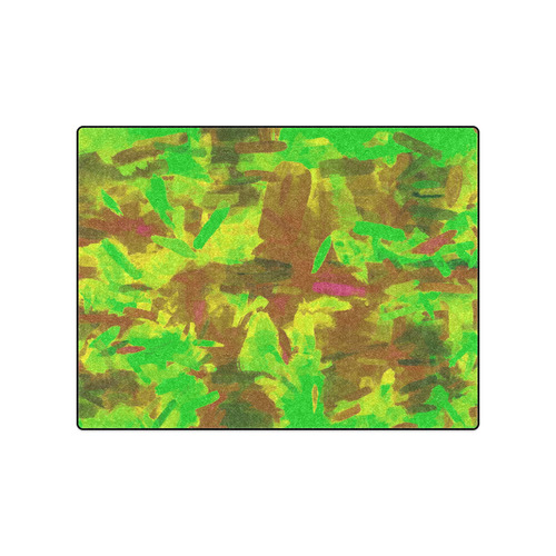 camouflage painting texture abstract background in green yellow brown Blanket 50"x60"