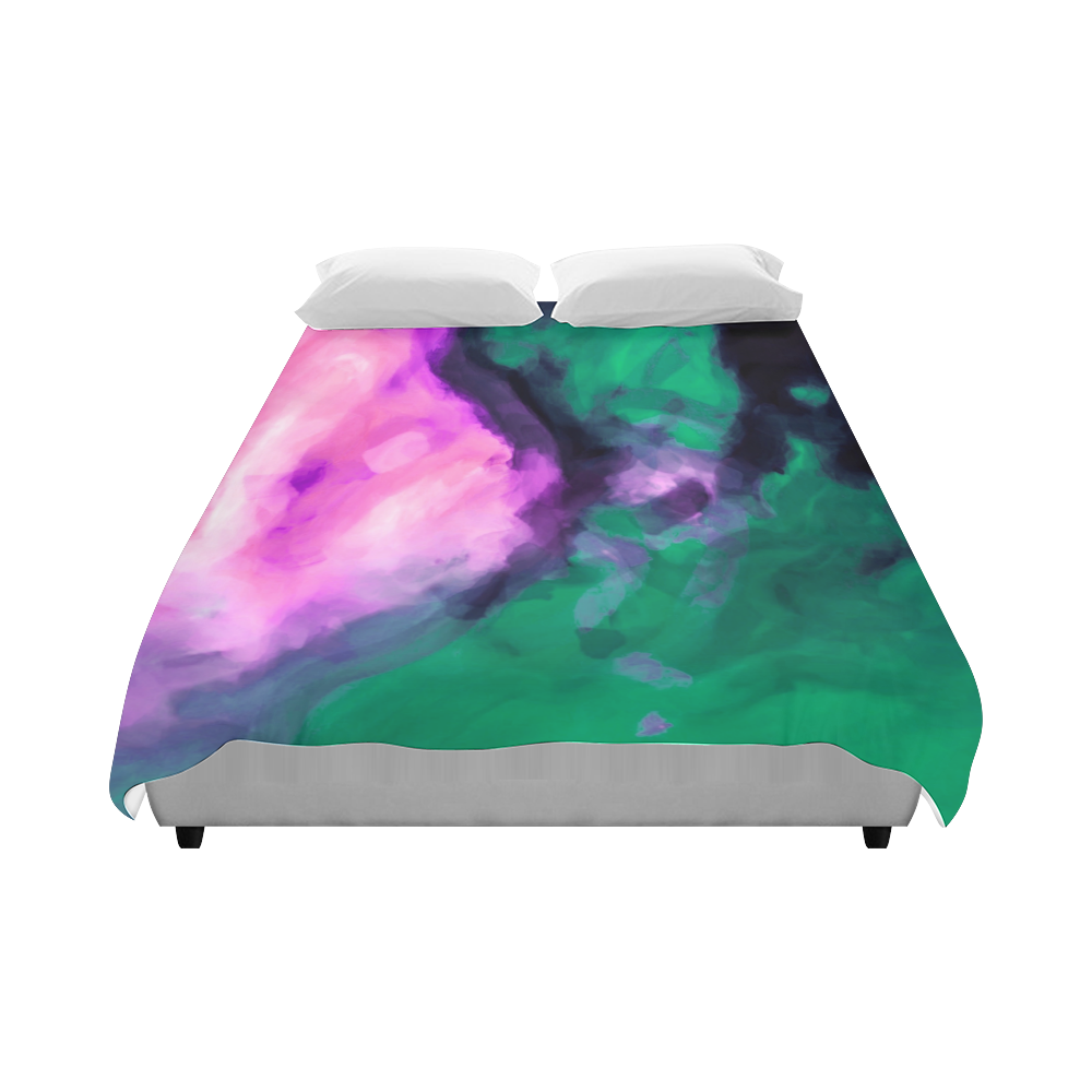 psychedelic splash painting texture abstract background in green and pink Duvet Cover 86"x70" ( All-over-print)