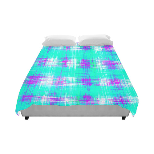plaid pattern graffiti painting abstract in blue green and pink Duvet Cover 86"x70" ( All-over-print)
