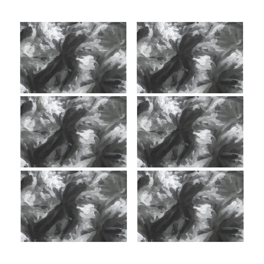 camouflage abstract painting texture background in black and white Placemat 12’’ x 18’’ (Set of 6)