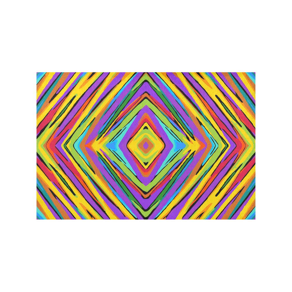 psychedelic geometric graffiti square pattern abstract in blue purple pink yellow green Placemat 12’’ x 18’’ (Set of 4)