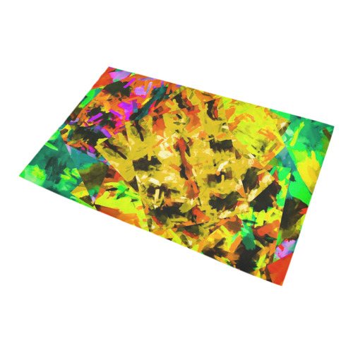 camouflage splash painting abstract in yellow green brown red orange Bath Rug 20''x 32''