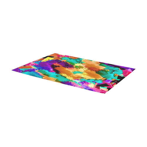 psychedelic splash painting texture abstract background in pink green purple yellow brown Area Rug 7'x3'3''