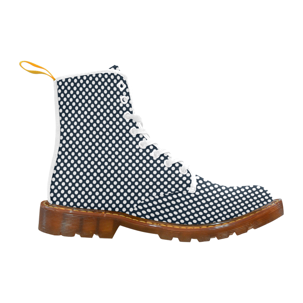 White Dots on Midnight Blue Martin Boots For Women Model 1203H