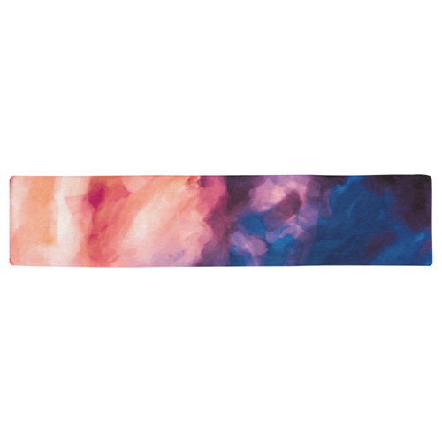 psychedelic milky way splash painting texture abstract background in red purple blue Table Runner 16x72 inch
